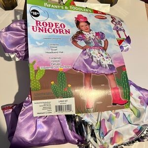 NWT Goodmark Toddler Girls Rodeo Unicorn Cowgirl Costume & Cowboy Hat (2T)